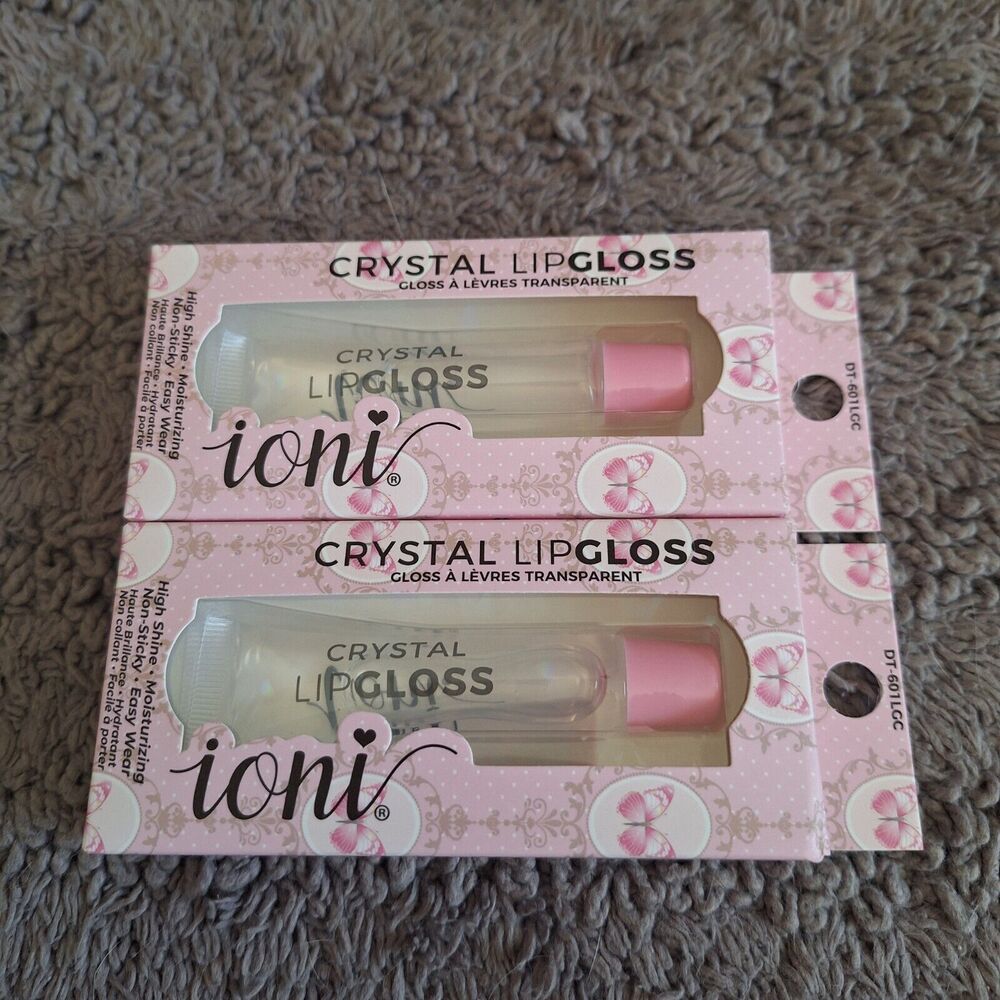 2 Pack IONI Crystal Lip Gloss CLEAR High Shine Mirrored Look‎